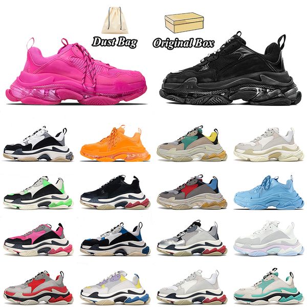 2024 OG Original Triple S Casual Designer Schuhe Damen Herren Wolke Weiß Schwarz Grün Rosa Marine Rot Track Runners Trainer Leder Mesh Mode Vintage Plateau Sneakers