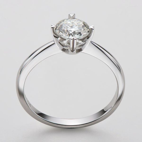 Cluster Ringe IOGOU Solitaire Moissanite Verlobungsring für Frauen Sterling Silber D Farbe VVS1 1,0 ct Rundschliff Jahrestag Schmuck Geschenke