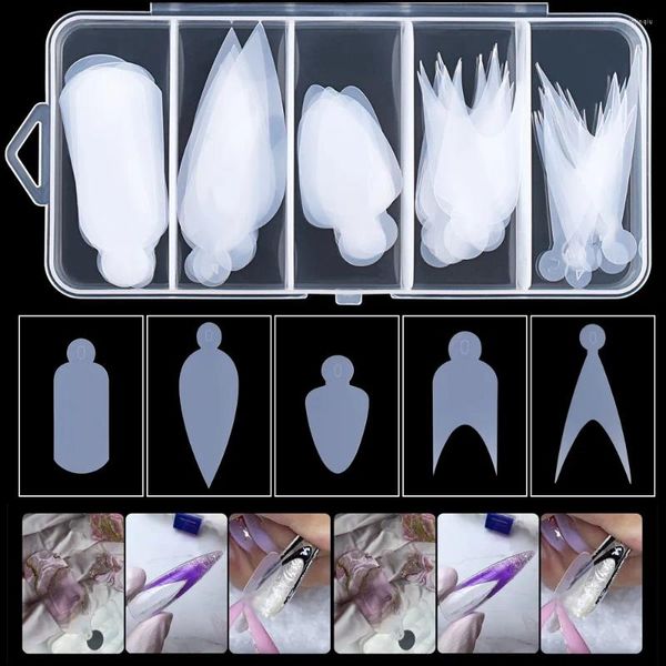 Unhas falsas 60/96pcs reutilizáveis francês silicone adesivo prego dupla forma dicas franja guias sistema de molde para decalques gel manicure ferramentas