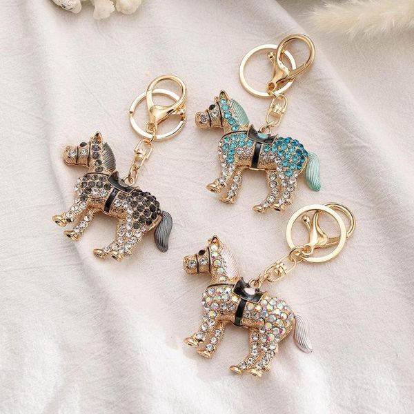 Keychains 2023 Rhinestone Crystal Horse Keyring Animal Keyring para Carro de Moda de Moda de Moda de Moda de Bolsa de Carro