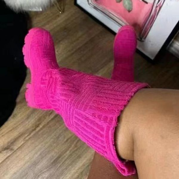 760 ginocchiere di calzini ad alta marca a maglia da donna stivali invernali piattaforma di scarpa da scarpone lunghe rosa Ladies cotone size 36-43 231124 602