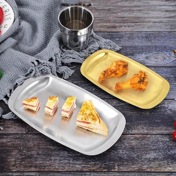 Piatti in acciaio inossidabile piatto ovale dorato vassoio portaoggetti torta per la casa snack dessert barbecue gadget da cucina