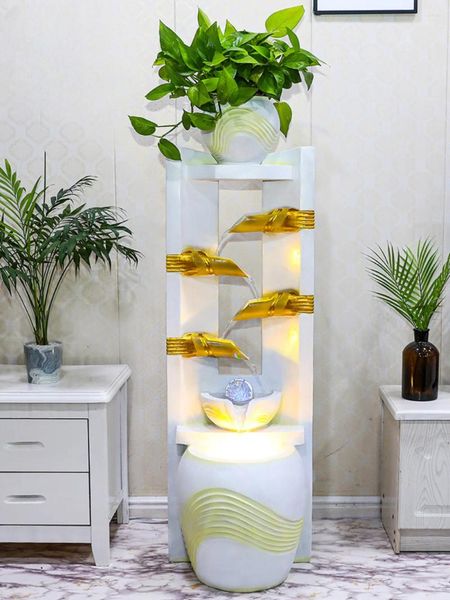 Decorazioni da giardino Fontana d'acqua corrente in costante aumento in stile europeo Decorazione dal pavimento al soffitto Vista a cascata impilata Umidificatore regalo