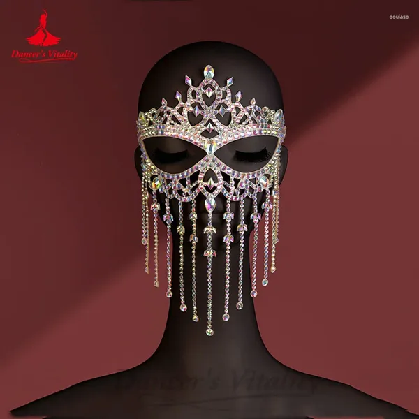 Sahne Giyim Göbek Dans Püskül Yüz Perde Egzotik Stil Maske Top Performansı El Yapımı AB Taşları Orijinal Tasarım