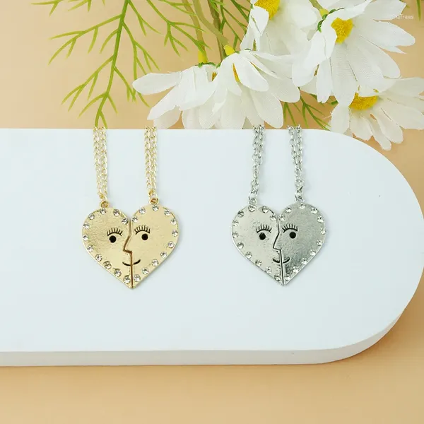 Ketten 2023 Trend Damen Halskette Zinklegierung Strass Herz Nähte Anhänger Festliche Geschenke Symbol Freundschaft Schmuck