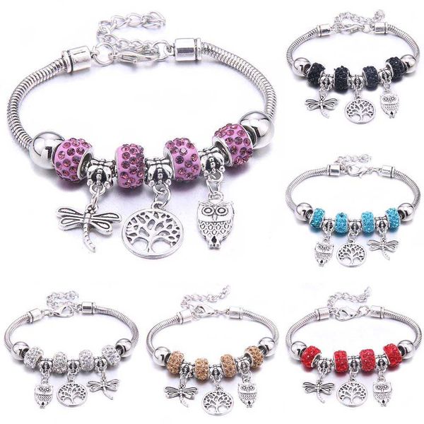 Bracelets porte-bonheur livraison directe libellule hibou forme cristal Bracelets porte-bonheur perles Bracelet femmes bricolage perles marque Bracelets bracelets bijoux cadeau Z0426