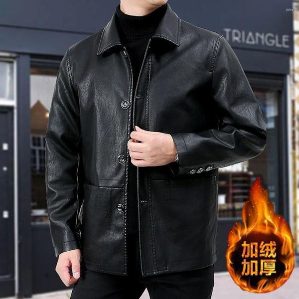 Erkek Ceketler Koodao Deri Ceket Erkek Açık Rekreasyon Sportif Moda Giyim Kış Kahverengi/Siyah için Polyester