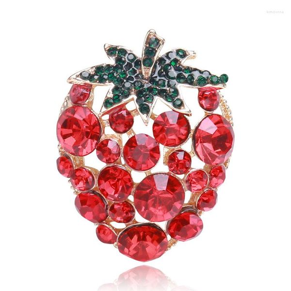 Broches Stromestone Strawberry for Women Jóias de jóias de moda Acessórios de frutas Pin de camisetas de alta qualidade