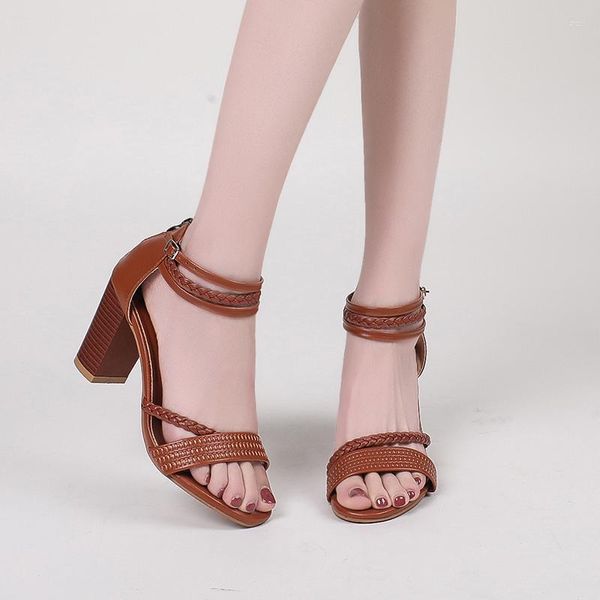 Sandalet 2023 kadın moda süper yüksek topuklu ayakkabılar yaz olgun ofis bayan tıknaz tasarımcı elbise pompaları mujer zapatillas