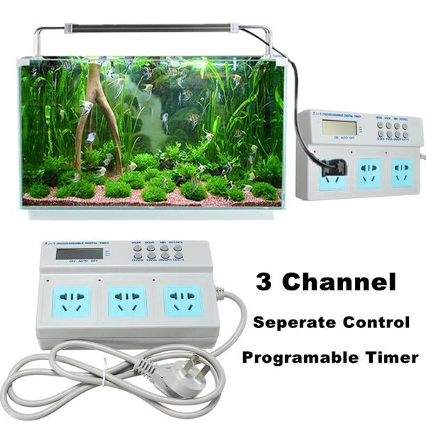 Illuminazione professionale 3 in 1 LCD presa digitale timer dispositivo per acquario controllo automatico del tempo per acquario riscaldatore luce filtro pompa dell'acqua