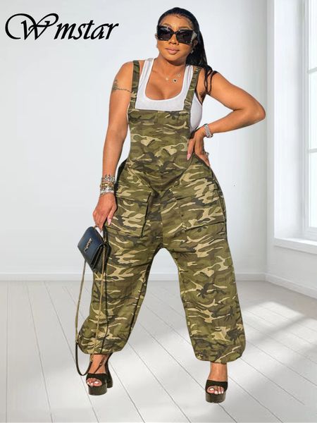 Damen Jumpsuits Strampler Plus Size Jumpsuit Damen S-2XL Camouflage Cargohose Taschen Casual Cool Fashion Street Wear Strampler Großhandel Drop 230426