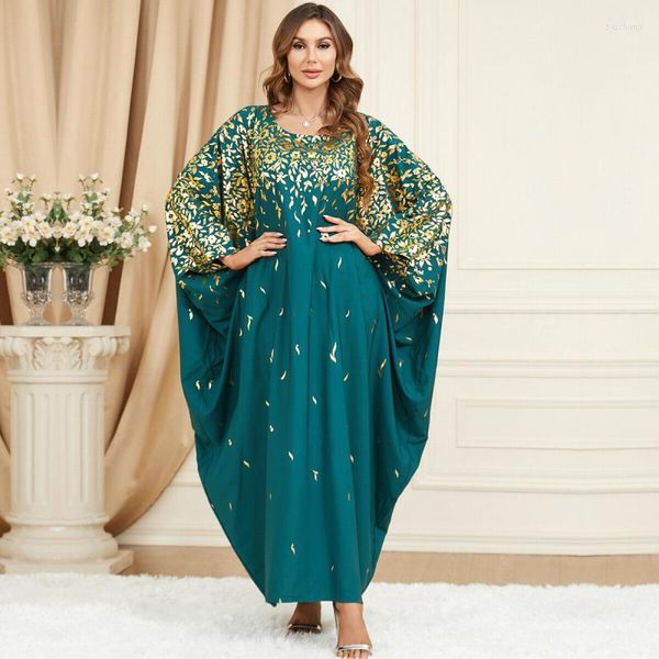 Ethnische Kleidung Eid muslimische Frauen Kleid grün Abaya Dubai Türkei afrikanische lose Robe Druck Kaftan islamisch-arabische Maxi Femme Musulman Jilbab