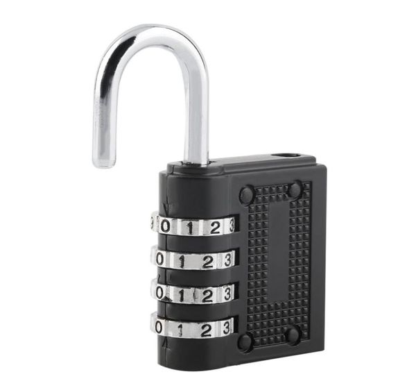 Nero 4 quadranti Combinazione ripristinabile Password Lock Lock Lock Lock Pad Lucchetto per bagagli da viaggio Valigia search2892799