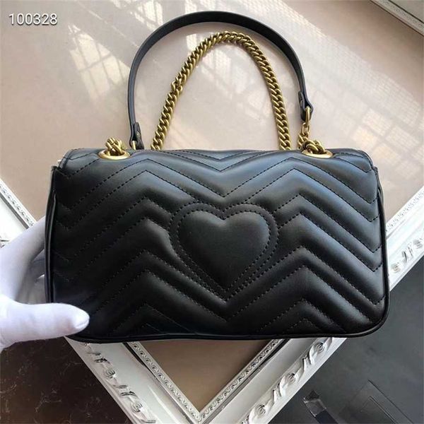 Wave Pattern Love Marmont Double Chain One Shoulder Diagonal Straddle Bag Großhandel Handtaschen 30 Dollar