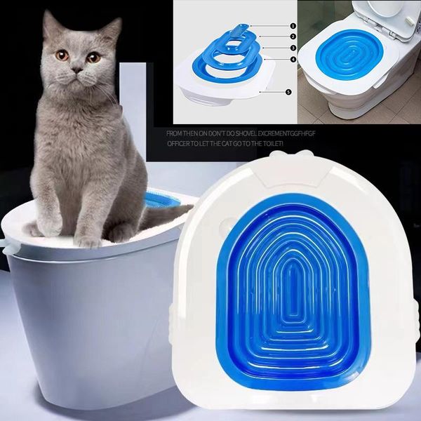 Caixas gato toalete trainer kit assento de toalete treinamento doghouse filhote de cachorro pet suprimentos de limpeza gato ensinar gato a usar almofada de toalete bandeja esteira