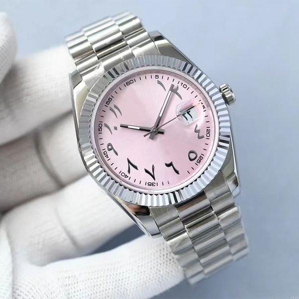 Orologi automatici Orologio da donna di alta qualità Acqua rosa 36 / 41MM Quadrante con numeri arabi 904L Orologio tutto in acciaio inossidabile stilista 8215 movimento Zaffiro impermeabile