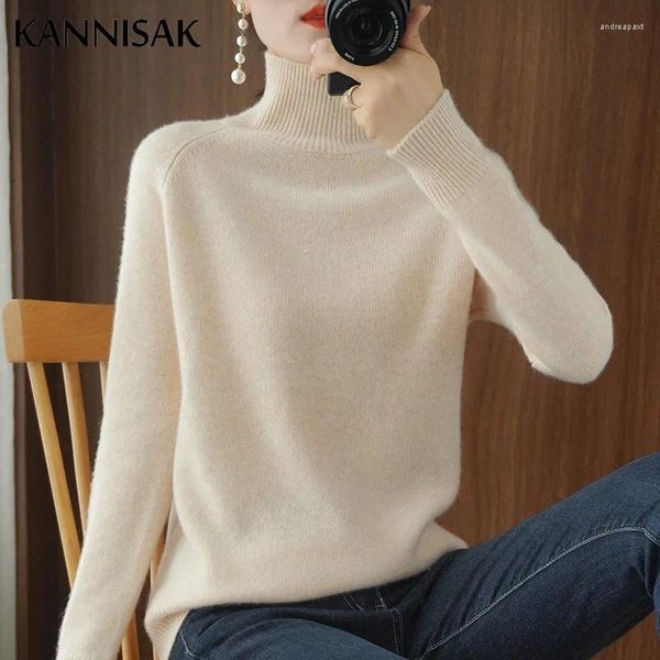 Damenpullover Damenpullover Rollkragenpullover Herbst Winter Koreanisch Feste warme Pullover Lose lässige weibliche Pullover Langarm-Bottom-Shirt