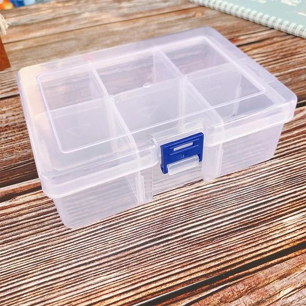 Sacchetti per gioielli Staccabili 6 griglie Scomparto trasparente Scatola di immagazzinaggio in plastica Orecchino Perlina Vite Custodia Custodia Display Organizer Contenitore