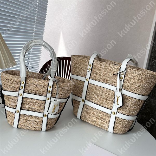 Designers Bolsa de praia Summer Grass Sacos de Grass femininas Férias Luxuris Salva de palha Strap Strap Ladies Casual Bolsa Bolsa