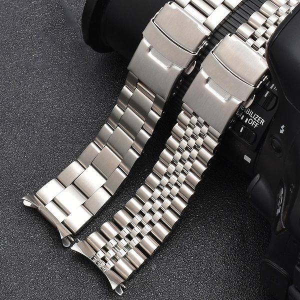Watch Bands 20mm 22mm in acciaio inossidabile Uomini Bracciale a fascia da polso a curvo in metallo solido per SKX007 009 SKX175 SKX173 SKXA35