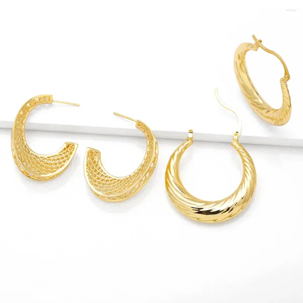 Серьги-кольца FLOLA, полированные позолоченные обручи для женщин, толстые, простые, большие, модные ювелирные изделия, подарки на вечеринку Ersu99