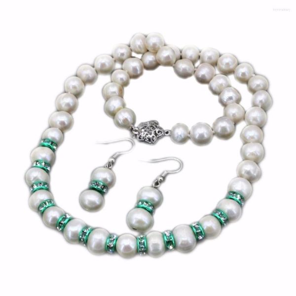 Серьги ожерелья устанавливают 7 цветов настоящие натуральные жемчужные бусинки, ожерелья чокеры для женщин цепно жемчуга 9-10 мм ювелирные изделия 18 дюйма B3105