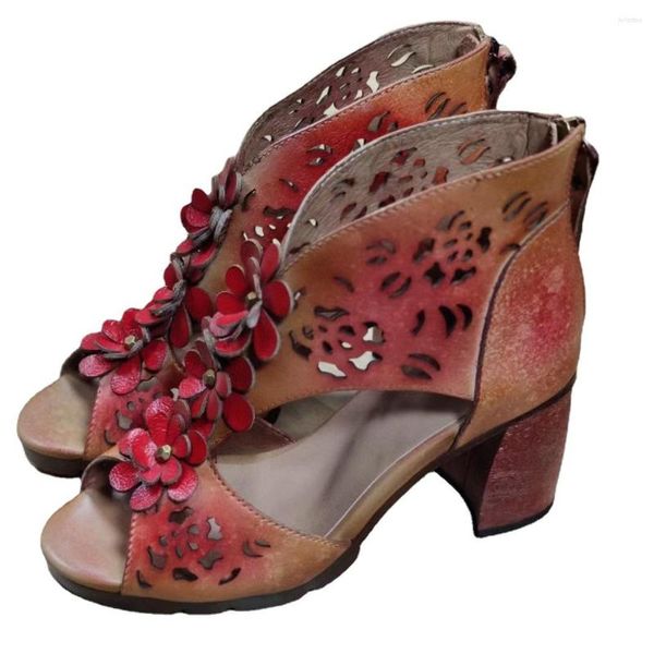 Sandali 3,5 cm Pantofole da donna Appliques di moda Piattaforma floreale Designer Estate ZIP Autentica eleganza Mucca Scarpe in vera pelle