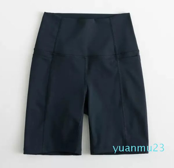 Con logo Yoga pantaloni sportivi a cinque punti pantaloni da ciclismo con sollevamento dell'anca a vita alta da donna tasca con cintura elastica stretta pantaloncini da yoga fitness nudi