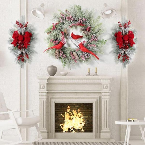 Fiori decorativi 1pc Cordless Prelit Stairway Swag Trim Lights Up Decorazioni natalizie LED Ghirlanda Scale Ghirlanda L6H9