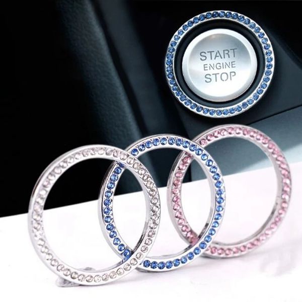 Anello decorativo per feste Decorazioni per auto con strass di diamanti Pulsante di avvio con un clic Coperchio del pulsante dell'interruttore di avvio del motore