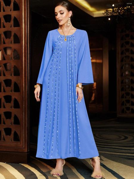 Abbigliamento etnico India Turchia Abaya musulmano Abiti da donna Elegante abito da sera con diamanti