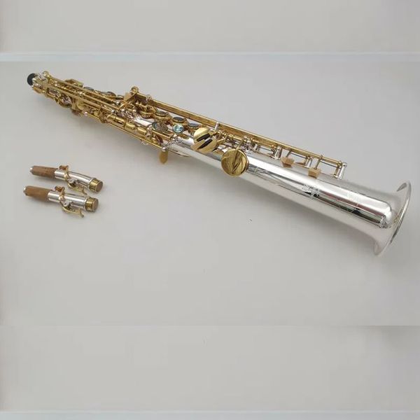 Sassofono soprano S-992 argento Sax dritto B bemolle di alta qualità musicale Spedizione gratuita con scatole rigide