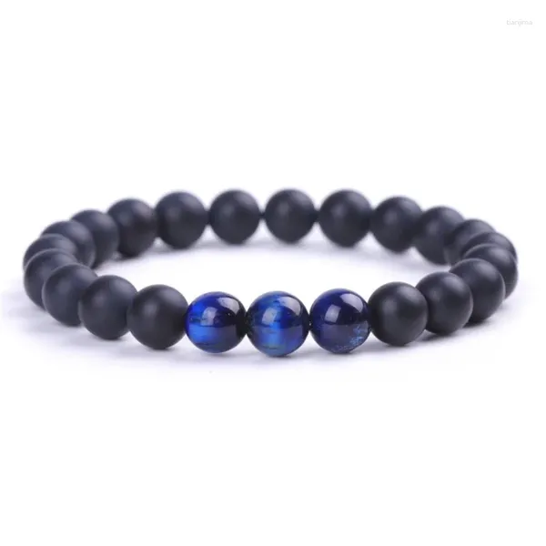 Strand 8mm contas de pedra fosca pulseira homem mulher yoga jóias vermelho azul tigre olho buda