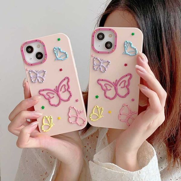 Silikon Mode Bunte Schmetterling Weiche Hüllen Für Iphone 14 Plus Pro Max 13 12 11 Iphone14 Gummi Stern Smart Handy Cover Mädchen Dame Frauen Zurück Haut