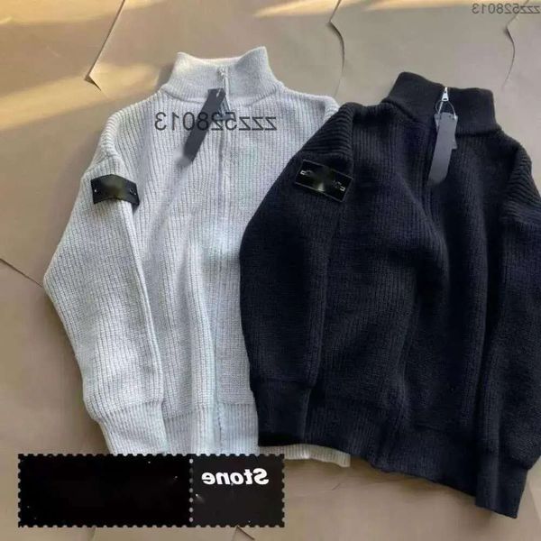 Designer Cardigan Stones Maglione lavorato a maglia Giacca isolana di alta qualità Uomo S Lettera di moda Bianco Nero Abbigliamento a maniche lunghe leeve