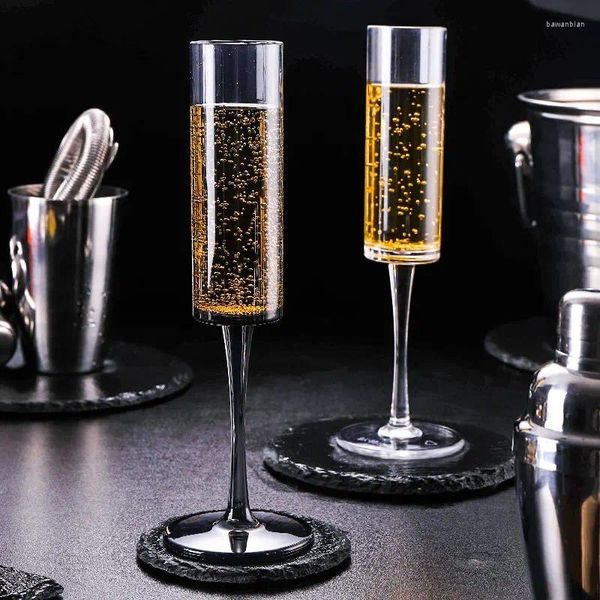 Copos de vinho 2 peças acrílico champanhe festa de casamento flautas chanfradas vidro home bar drinkware presentes do dia dos namorados