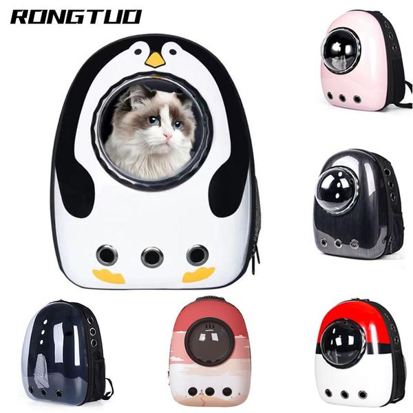 Kinderwagen Pet Cat Rucksack Atmungsaktives Cat Outdoor Travel Carrier Bag Space Kapsel Käfig Tragbares Katzenpaket Reise mit Katzenzubehör