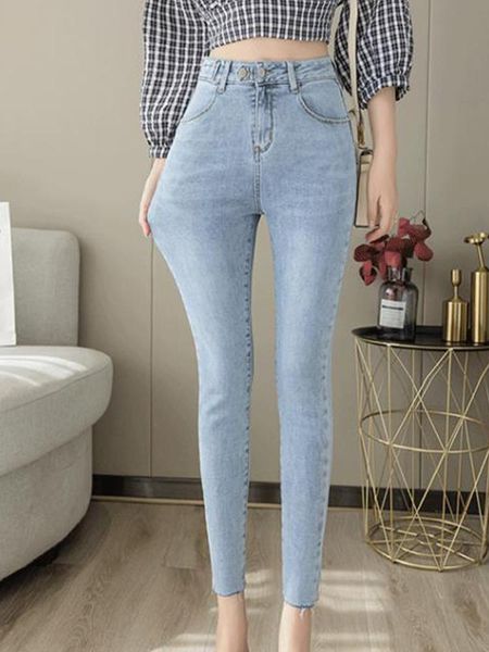 Jeans Highwaisted Stretch Jeans feminino 2022 Spring Hot Sale calça casual estilo coreano Novepoint Calça lápis Roupas de mulher XS Tamanho