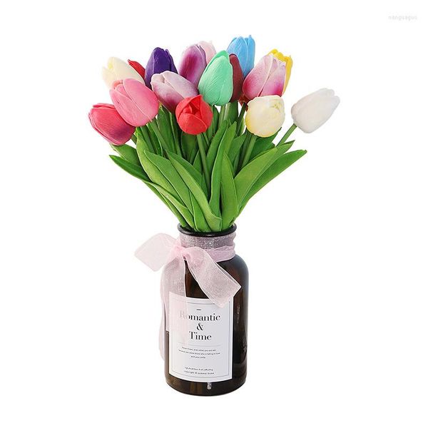 Dekorative Blumen 12 Stück künstliche Blume PU Tulpe Wohnkultur Hochzeit Kaffeebar Ed Dekoration Pflanze