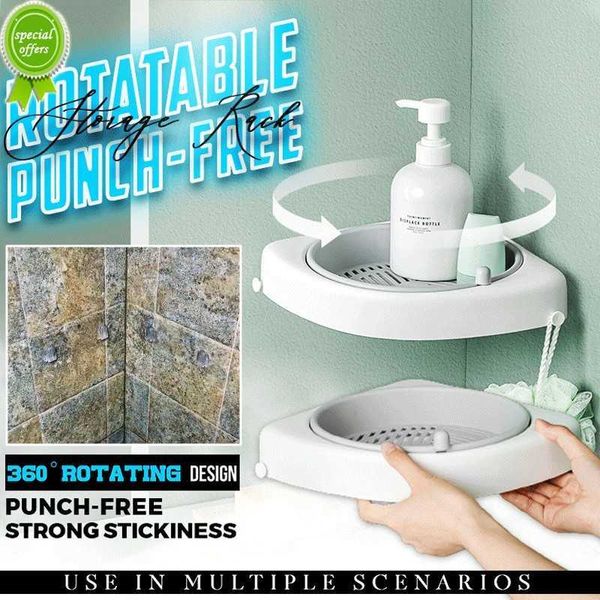 Mensola ad angolo girevole per bagno, porta shampoo a parete, organizer per rack triangolare, mensola per bagno, mensola per cucina