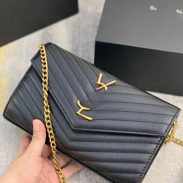 Yeni Retro Kare Çanta Basit Zarf Çanta Moda Zincir Omuz Çantası Klasik Dalga Doku Crossbody Çanta Seyahat Eğlence İşe Gidiş Çantaları