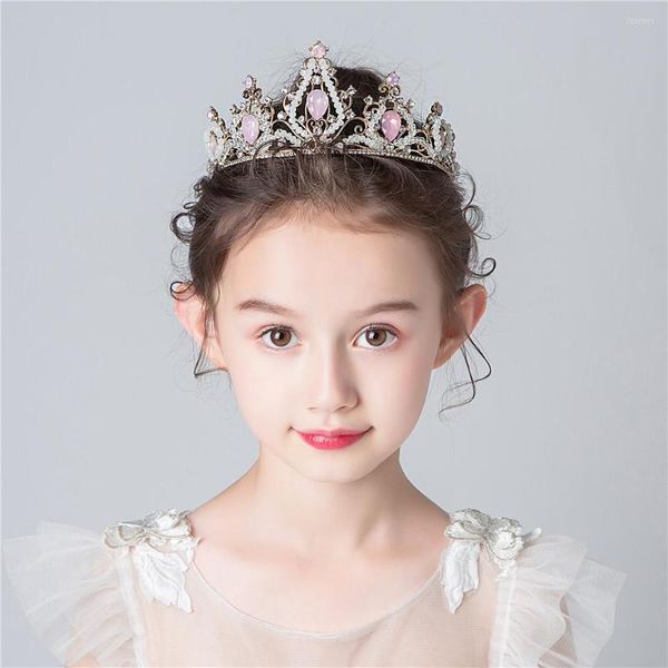 Acessórios para o cabelo Coloque o cocar da coroa infantil Princess Girl's Crystal Big Hoop Show Birthday