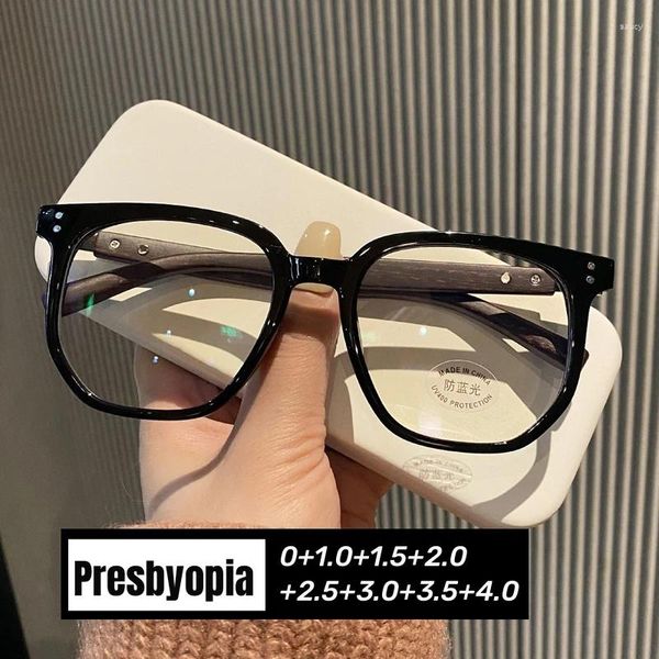 Солнцезащитные очки HD-объективы, прозрачные очки для чтения, бамбуковые деревянные дужки, пресбиопия для мужчин и женщин, трендовые очки для дальнего зрения, диоптрийные очки 0 4,0