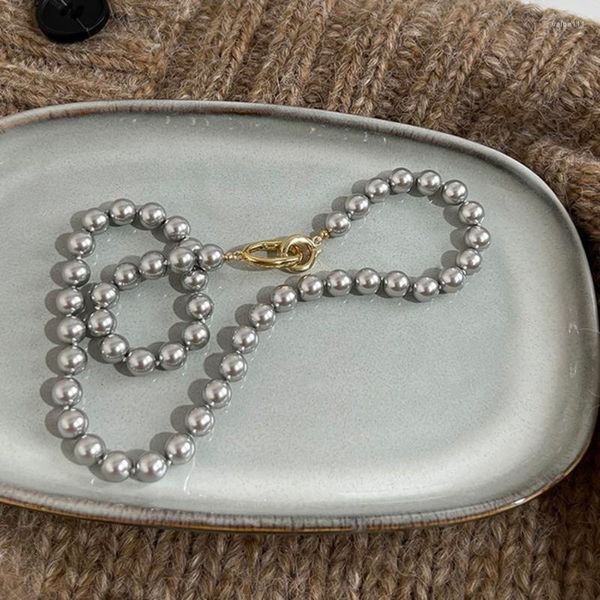 Collane con ciondolo C9GF Collana di perle artificiali Elegante girocollo collegato Gioielli per feste Materiale ABS Regalo per donne Ragazze