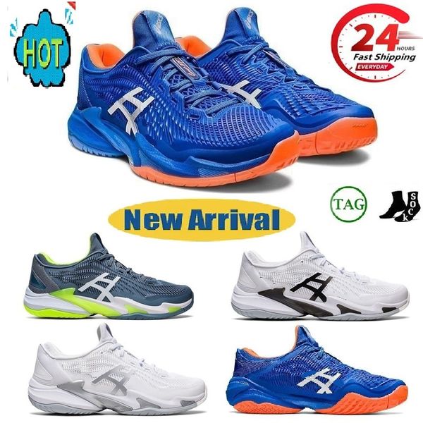 Novos tribunais profissionais ff 3s badminton e tênis tênis duráveis tênis de basquete sapatos esportivos cesta de prata laranja céu azul branco preto tênis