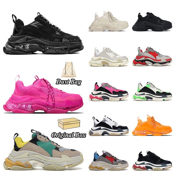 2024 Triple S Men Women Designer Casual Shoes Plataforma tênis Clear Clear Black White cinza vermelho rosa azul neon treinadores de tênis de homens verdes de neon tênis tamanho 36-45