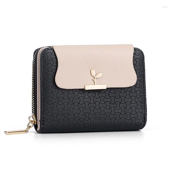 Brieftaschen Frauen Brieftasche Blatt Haspel Clutch Marke Entworfene Student Leder Mini Münzgeldbeutel Frauen Kartenhalter Geldbeutel für