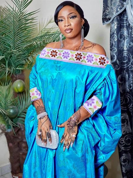 Vêtements ethniques Brillant Bazin Riche Robes longues pour femmes africaines Party Top Qualité Dashiki Robe Guipure Robe de ruban