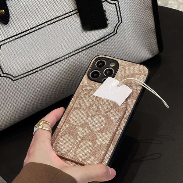 Novo design de couro cartão bolso slot caso telefone celular para iphone 15 14 13 12 11 pro max designer capa fundas