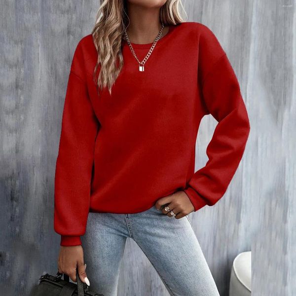 Sudaderas con capucha para mujer, sudaderas deportivas de bloques de Color, jersey holgado de manga larga con cuello redondo, camisa informal de otoño e invierno, Vestidos